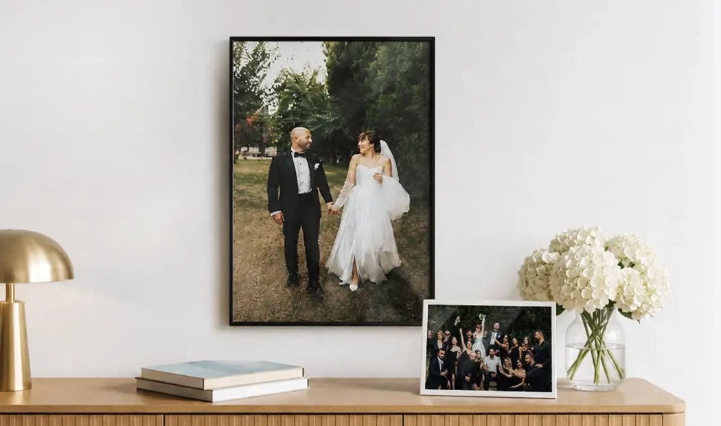 Una foto de boda enmarcada, para su marido